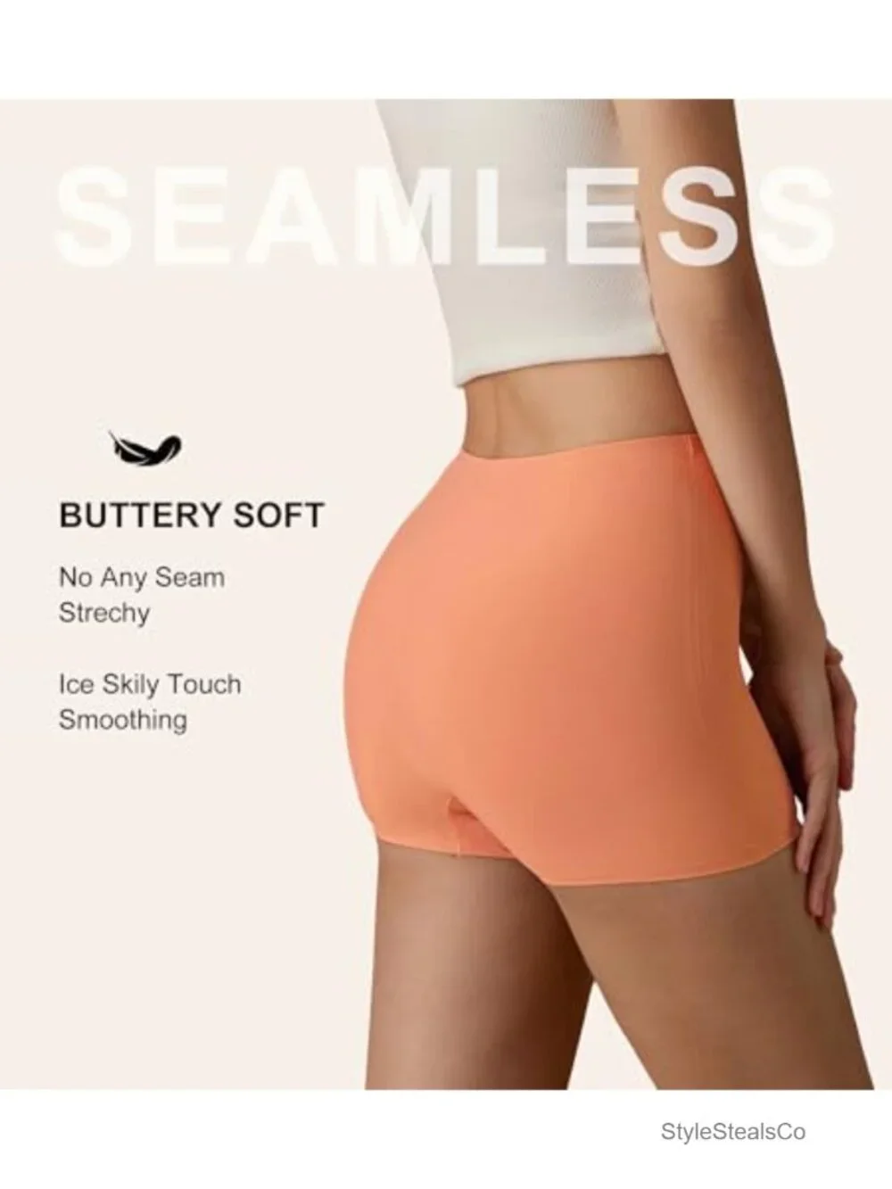 Seamless Soft Boy Shorts Panties for Women Anti Chafing Boxer Briefs Multiple